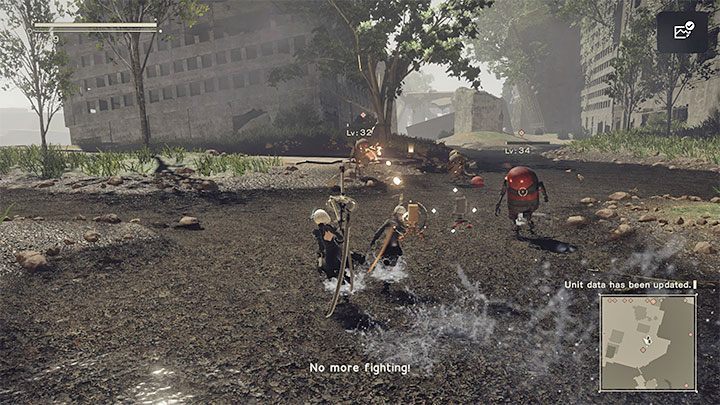 In ranged combat, the pod is used, which is a flying robot that accompanies the controlled character from the very beginning of the game - NieR Automata: Combat - Basics - NieR Automata Guide