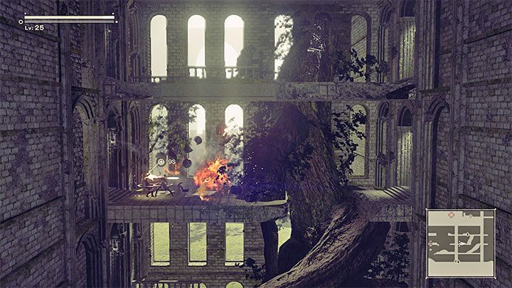 In some scenes, the camera position is imposed on you and this can make combat difficult - NieR Automata: Combat - Basics - NieR Automata Guide