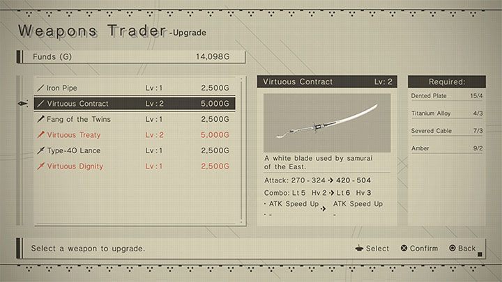 Each melee weapon that you obtain in the game will start from the 1st level - NieR Automata: Combat - Basics - NieR Automata Guide