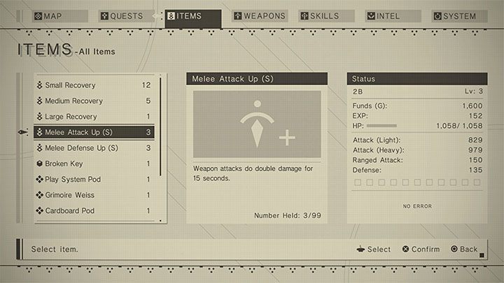 In addition to upgrading weapons, you can't ignore other steps necessary to increase the combat capabilities of the controlled character - NieR Automata: Combat - Basics - NieR Automata Guide