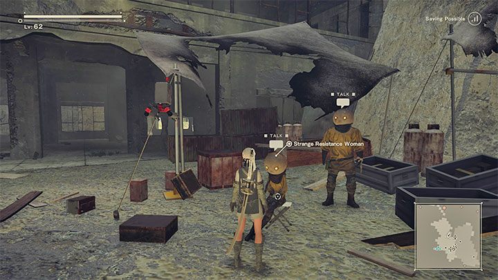 In the Resistance Camp, find the NPC Strange Resistance Woman - NieR Automata: Trophy shop - how to unlock? - Appendix - NieR Automata Guide