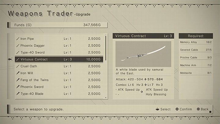 Unfortunately, even if you find a secret dealer, you may not initially have the ingredients to upgrade weapons from Level 3 to level 4 - Nier Automata: Trophies/Achievements - Appendix - NieR Automata Guide