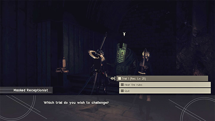 Quest description: Upon reaching the site you will encounter a Masked Machine and you'll be allowed in - NieR Automata: Desert Zone - walkthrough, side quests - Side missions - NieR Automata Guide