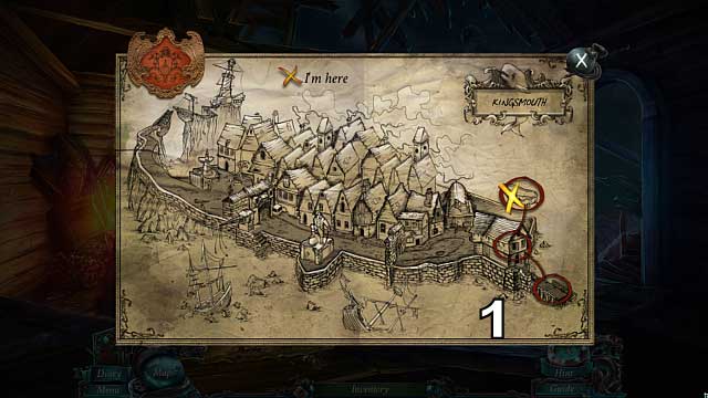 Use the salts that you have found, on the fisherman and take the map from him [1] (thanks to it, you will be able to fast-travel between locations that you have already visited) - Chapter 2: Boats Away | Walkthrough - Walkthrough - Nightmares from the Deep: The Sirens Call Game Guide & Walkthrough