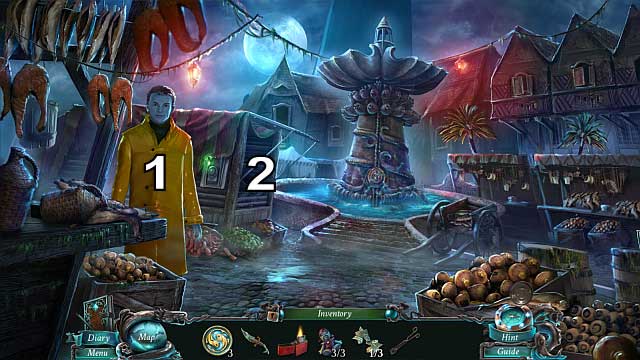 Return to Fountain and talk to the fisherman [1] - Chapter 3: Beneath the town | Walkthrough - Walkthrough - Nightmares from the Deep: The Sirens Call Game Guide & Walkthrough