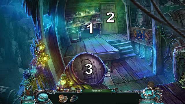 Walk over to the Barrels - The Book of Davy Jones (bonus adventure) | Walkthrough - Walkthrough - Nightmares from the Deep: The Sirens Call Game Guide & Walkthrough