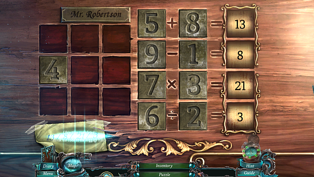 Arrange the numbers to fill the equations (see the screenshot) - Chapter 4/5 | Puzzles - Puzzles - Nightmares from the Deep: The Sirens Call Game Guide & Walkthrough