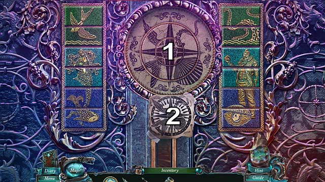Make the pattern in [1] match the one in [2] (it is best to start with the external rings) - Chapter 4/5 | Puzzles - Puzzles - Nightmares from the Deep: The Sirens Call Game Guide & Walkthrough