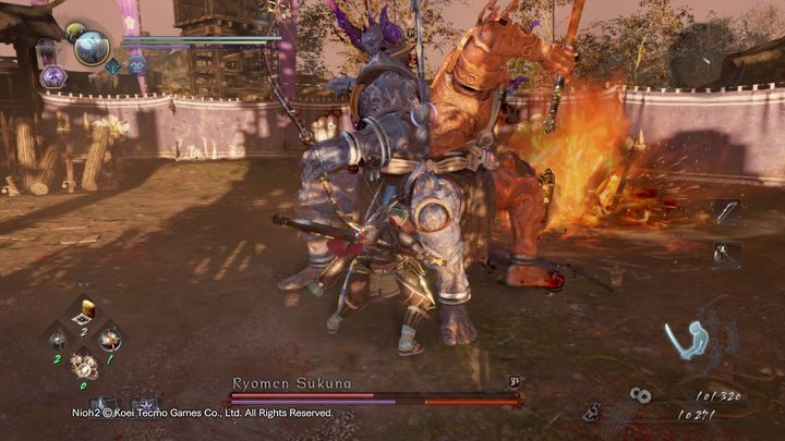 Ryomen Sukuna can also summon three spirits that will slowly move towards you and explode upon contact - NiOh 2: Ryomen Sukuna boss fight - Bosses - NiOh 2 Guide