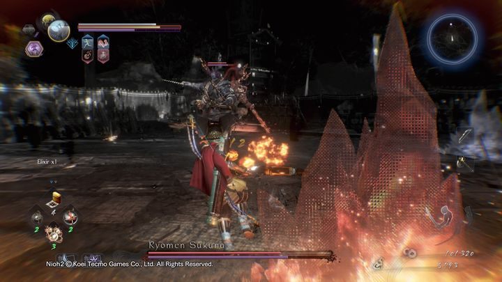 Remember the crystals that are on the arena - not only do they give you a buff, but they can drop items or potions that will help you stay alive while fighting the boss - NiOh 2: Ryomen Sukuna boss fight - Bosses - NiOh 2 Guide