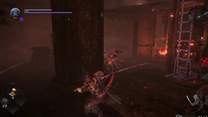 Descend down the ladder to the lower level - The Beast of Smoke and Flame | NiOh 2 Walkthrough - Main missions - NiOh 2 Guide