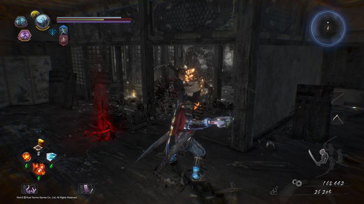 After defeating the enemy shown in the photo (on the right behind the cardboard door), you will free the building from the Yokai Realm - The Vipers Sanctum | NiOh 2 Walkthrough - Main missions - NiOh 2 Guide