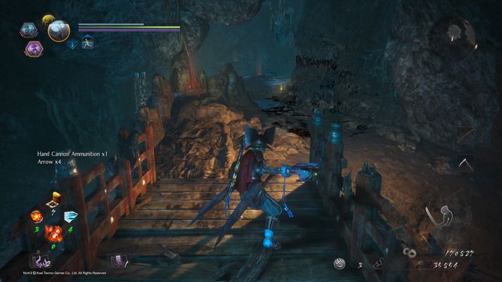 After defeating it, approach a ladder located on the left of the completed section of the bridge - The Vipers Sanctum | NiOh 2 Walkthrough - Main missions - NiOh 2 Guide