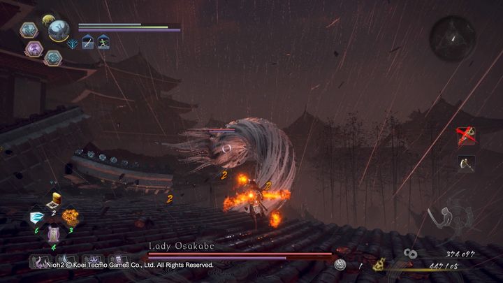 The fight is much more difficult at the beginning because youre being attacked by four tentacles at once - NiOh 2: Lady Osakabe boss fight walkthrough - Bosses - NiOh 2 Guide