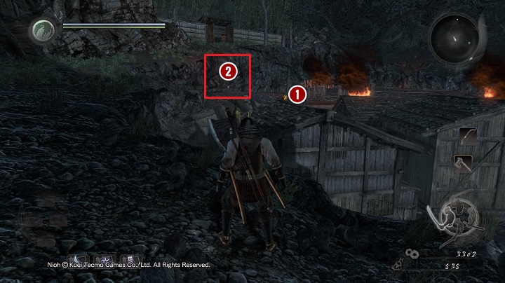 After saving your progress you should go back near the gate and collect the treasures hidden on the rooftops [1] - Isle of Demons part 2 | Main missions | NiOh - Main missions - NiOh Game Guide