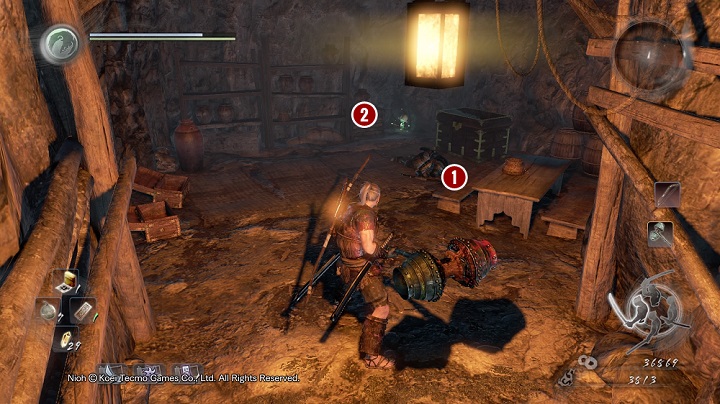 After you have dealt with Nurikabe (the opponent disguised as a wall), you can obtain several items and enter a chamber with samurais - Deep in the Shadows | Main missions | NiOh - Main missions - NiOh Game Guide