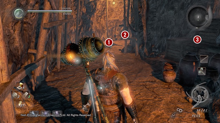 Since there is a checkpoint around, it is a good idea to defeat the opponents here, who are not too demanding if only you draw them out into open - Deep in the Shadows | Main missions | NiOh - Main missions - NiOh Game Guide