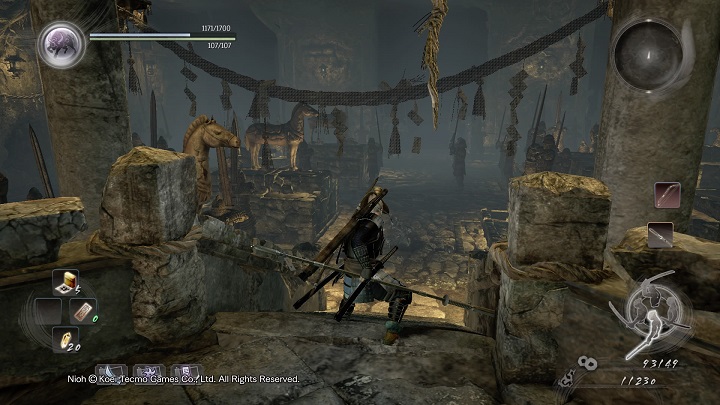 The area that can be seen on the picture above has a few treasures but it is guarded by a giant skeleton, Yoki and a Sentry - The Spirit Stone Slumbers | Main missions | NiOh - Main missions - NiOh Game Guide