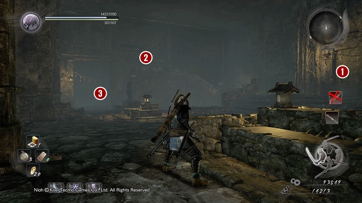 It turns out that the big gate [1] in the chamber is blocked, just like the previous ones - The Spirit Stone Slumbers | Main missions | NiOh - Main missions - NiOh Game Guide