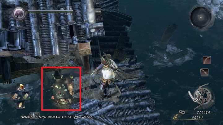 If you go right then you will have to face a skeleton that patrols this part of the rooftop - The Ocean Roars Again | Main missions | NiOh - Main missions - NiOh Game Guide