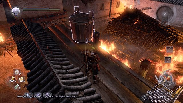 Drop the barrel in order to put down the fire - Immortal Flame | Main missions | NiOh - Main missions - NiOh Game Guide