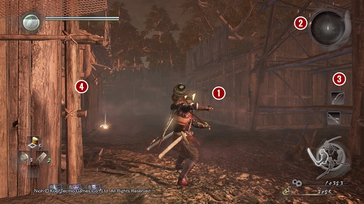 After entering the village, you will notice that all sources of fire are gone, so the path to the further part of the village is wide and open - Death to Bandits | Side missions | NiOh - Side missions - NiOh Game Guide