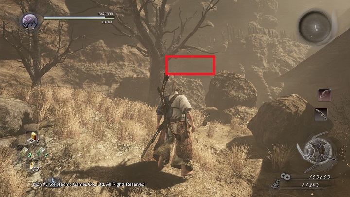 The last Kodama is hidden on the rock ledge that isnt well visible despite the fact that it is located at the beginning of the location - The Three Angry Gods | Side missions | NiOh - Side missions - NiOh Game Guide