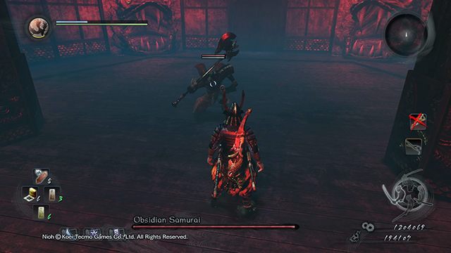 The opponent commes armed with a large axe - Obsidian Samurai | NiOh Boss Encounters - Boss Encounters - NiOh Game Guide