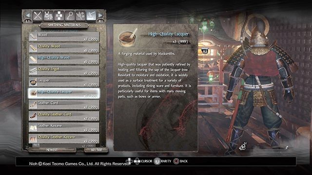 Yes, NiOh offers crafting, allowing you to upgrade your weapons and pieces of armor, as well as creating completely new items - NiOh Game Guide