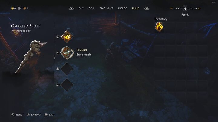 The received rune will be moved to your inventory, that you can then "equip" on a different item, and this is done in the same tab - No Rest for the Wicked: How to upgrade weapons? - FAQ - No Rest for the Wicked Guide