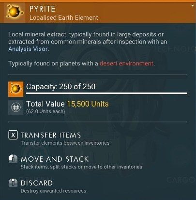 Pyrite can be easily extracted from minerals deposits on desert planets - No Mans Sky NEXT: Pyrite - No Mans Sky NEXT: Basic information - No Mans Sky Game Guide