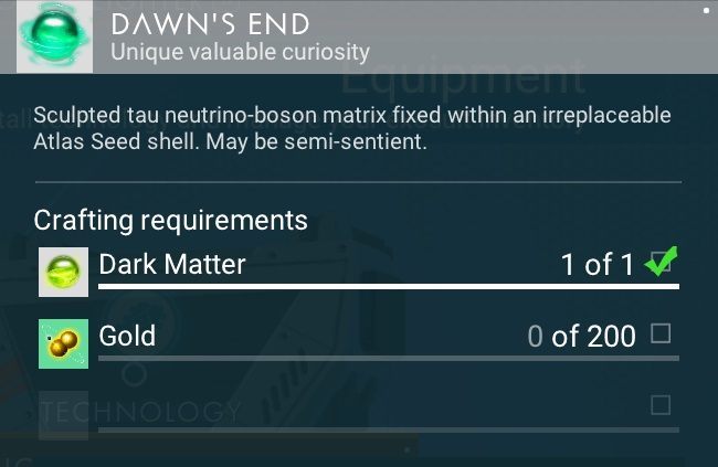 The fifth element of the path is Dawns End - No Mans Sky: Crafting, all items - No Mans Sky: Atlas Path - No Mans Sky Game Guide