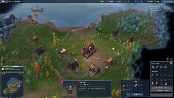 This settlement has all the buildings you have at your disposal. - Punitive Expedition | Northgard Walkthrough - Walkthrough - Northgard Game Game Guide