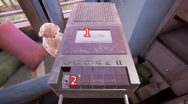 In first order you should interact with the cassette[1] - Mofang beam and Farleys house | Walkthrough - Walkthrough - Obduction Game Guide