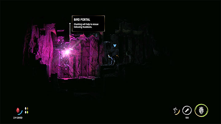 We leave the secret place and choose the left path to continue the march - Oddworld Soulstorm: Meeting with the Keeper, the Sanctum - guide, walkthrough description - 12: The Sanctum - Oddworld Soulstorm Guide