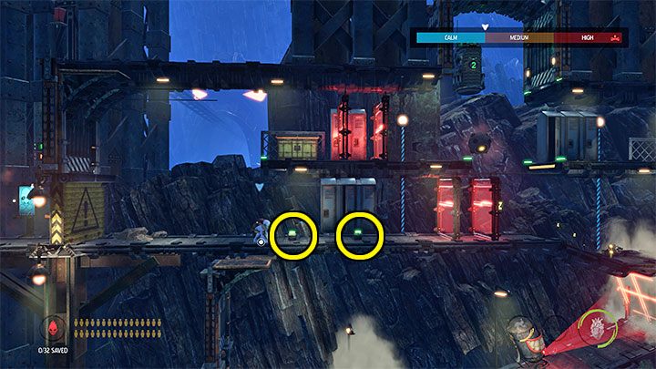 The first row of lockers is to the left of the starting point - Oddworld Soulstorm: Bypassing security, Necrum - walkthrough - 10: Necrum - Oddworld Soulstorm Guide