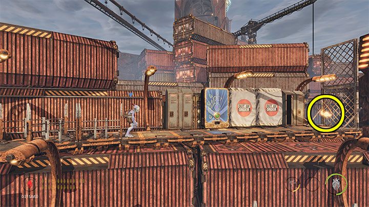 Contrary to what the message at the beginning of the mission says, you don't have to rush to reach the container with the antidote ingredients - Oddworld Soulstorm: Reaching the Security Station by crane - walkthrough - 15: The Yards - Oddworld Soulstorm Guide