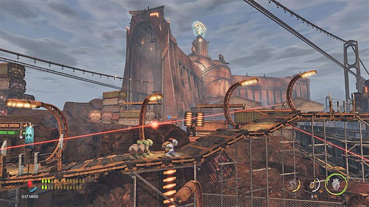 Now choose the upper path - Oddworld Soulstorm: Reaching the Security Station by crane - walkthrough - 15: The Yards - Oddworld Soulstorm Guide