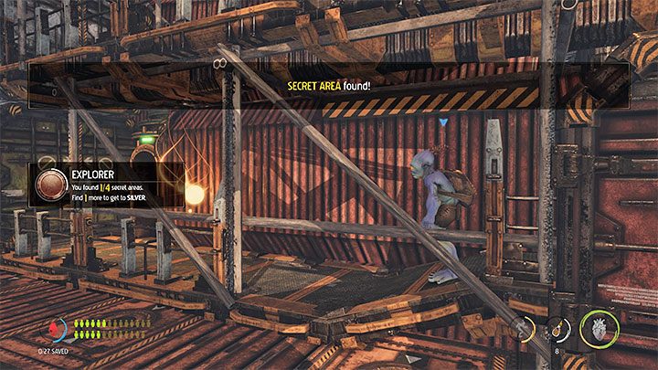 Platinum badge requirements: Find 4 Secret Areas - Oddworld Soulstorm: Badges (challenges), the Yards - list, walkthrough - 15: The Yards - Oddworld Soulstorm Guide