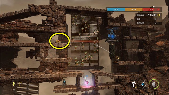 The possessed Slig is equipped with a grenade launcher, which is perfect for eliminating other enemies - Oddworld Soulstorm: Protecting other Mudokons, the Ruins - walkthrough - 2: The Ruins - Oddworld Soulstorm Guide