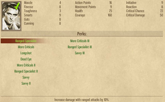 A specified set of Perks has oriented my character towards ranged combat using the Thompson submachine gun. - Gangsters - Tactics - Omerta: City of Gangsters - Game Guide and Walkthrough