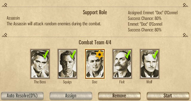 Support Role has a chance of hiring an Assassin who will randomly fire at your enemies. - Virginia ave - Act I - Omerta: City of Gangsters - Game Guide and Walkthrough