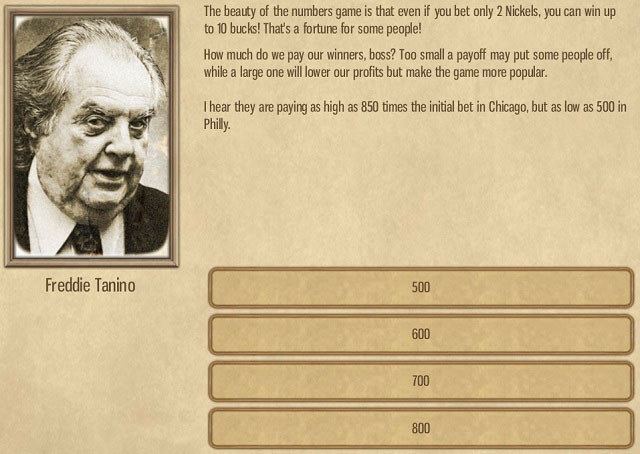 The numbers game - setting the amount of winnings. - Garden Pier - Act II - Omerta: City of Gangsters - Game Guide and Walkthrough