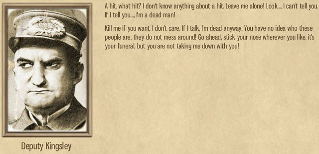 Deputy Kingsley, the corrupt coward himself. - Iowa Ave - Act II - Omerta: City of Gangsters - Game Guide and Walkthrough