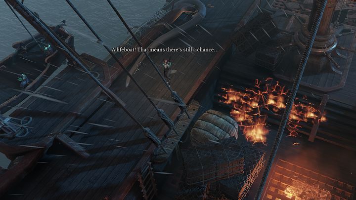 After the fight, go to the lifeboat - it is located on the other side of the ship - Prologue - Troubled Waters - Chapter I - The Merryweather - Divinity Original Sin 2 Guide