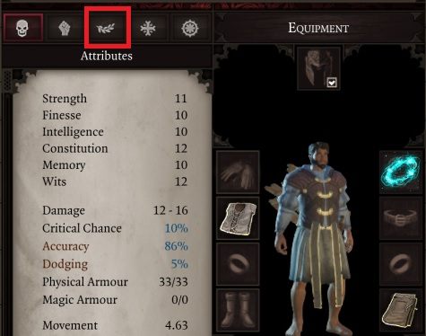 You can look up civilian abilities of the character in a specific tab of the character window. - Civilian abilities in Divinity Original Sin 2 - Skills And Abilities - Divinity Original Sin 2 Guide