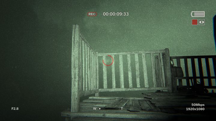 When you are walking on the stairs point the camera straight in front of you because as you hear the characteristic sound you can also see a flash that should be recorded (Distant Towers #4) - The Lake | Lamentations | Walkthrough - Lamentations - Outlast 2 Game Guide