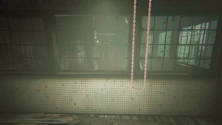 Move to the side wall and use the chain to move the mechanism - The Road to the Mine | Genesis | Walkthrough - Genesis - Outlast 2 Game Guide