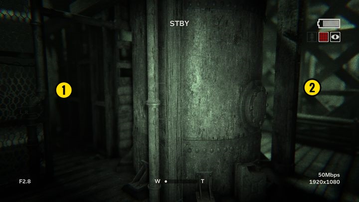 Approach the opposite side of the room and approach the shelves to find a narrow pathway - Blake Against the Machine | Judges | Walkthrough - Judges - Outlast 2 Game Guide