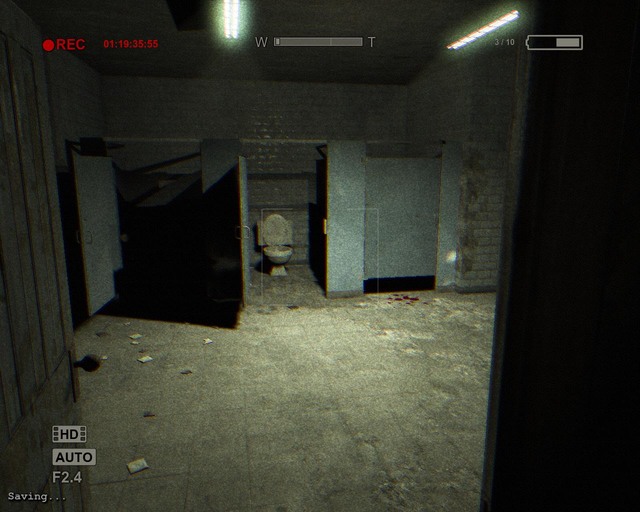 The bathroom you enter right after leaving the second shaft - Male Ward | Collectibles - Documents - Collectibles - Documents - Outlast Game Guide & Walkthrough